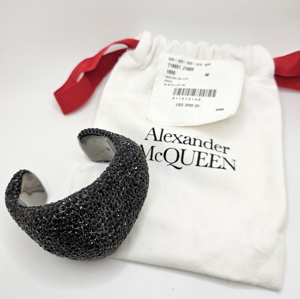 ❌️SOLD❌️ Alexander McQueen M 6.5 7 7.5 in Cuff Bracelet Brass Swarovski Crystal